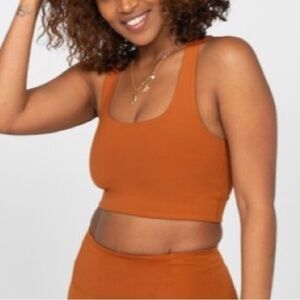 Girlfriend Collective Paloma Sports Bra Top Trail Orange Size Medium Active Gym